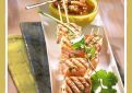 Brochettes de saumon, sauce "chien"