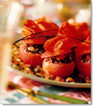 Tomates farcies aux riz rouge et sauvage