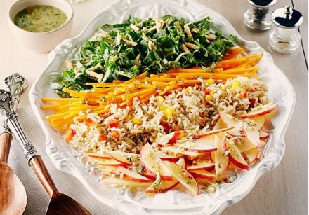 Salade de chou frisé, riz et courge musquée