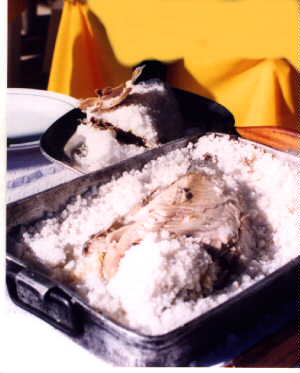 Dorade (ou autre poisson) cuit dans sa croûte de sel